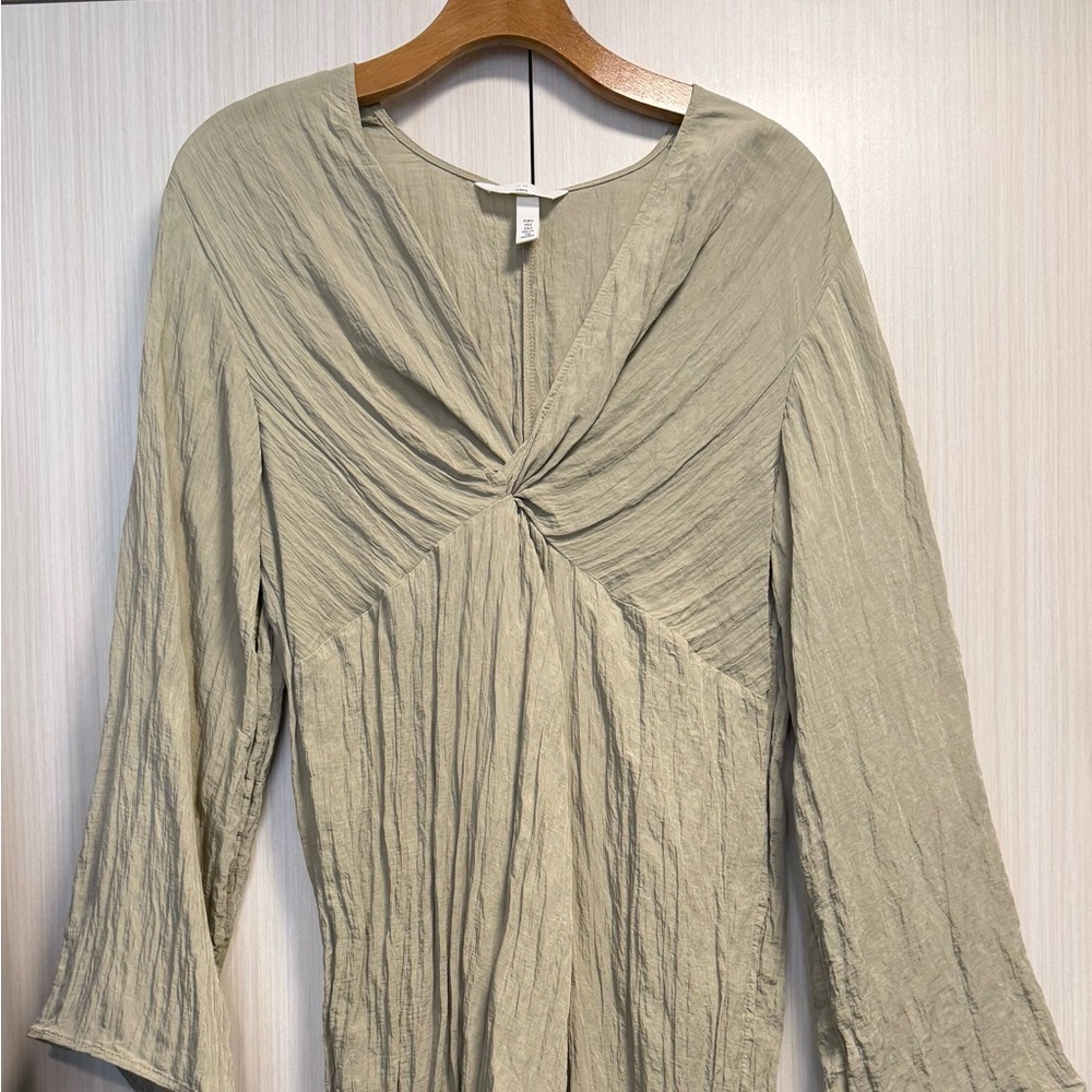Light Olive/Pea Green Long Sleeve Dress